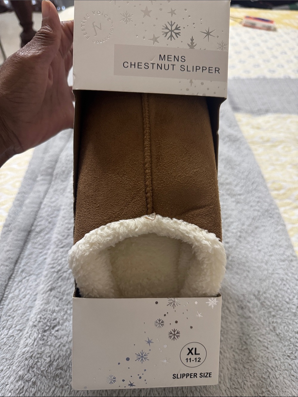 Men's Chestnut Faux-Suede Chestnut Slipper with Sherpa Lining